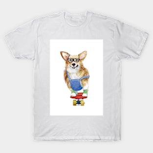 Hipster corgi skater T-Shirt